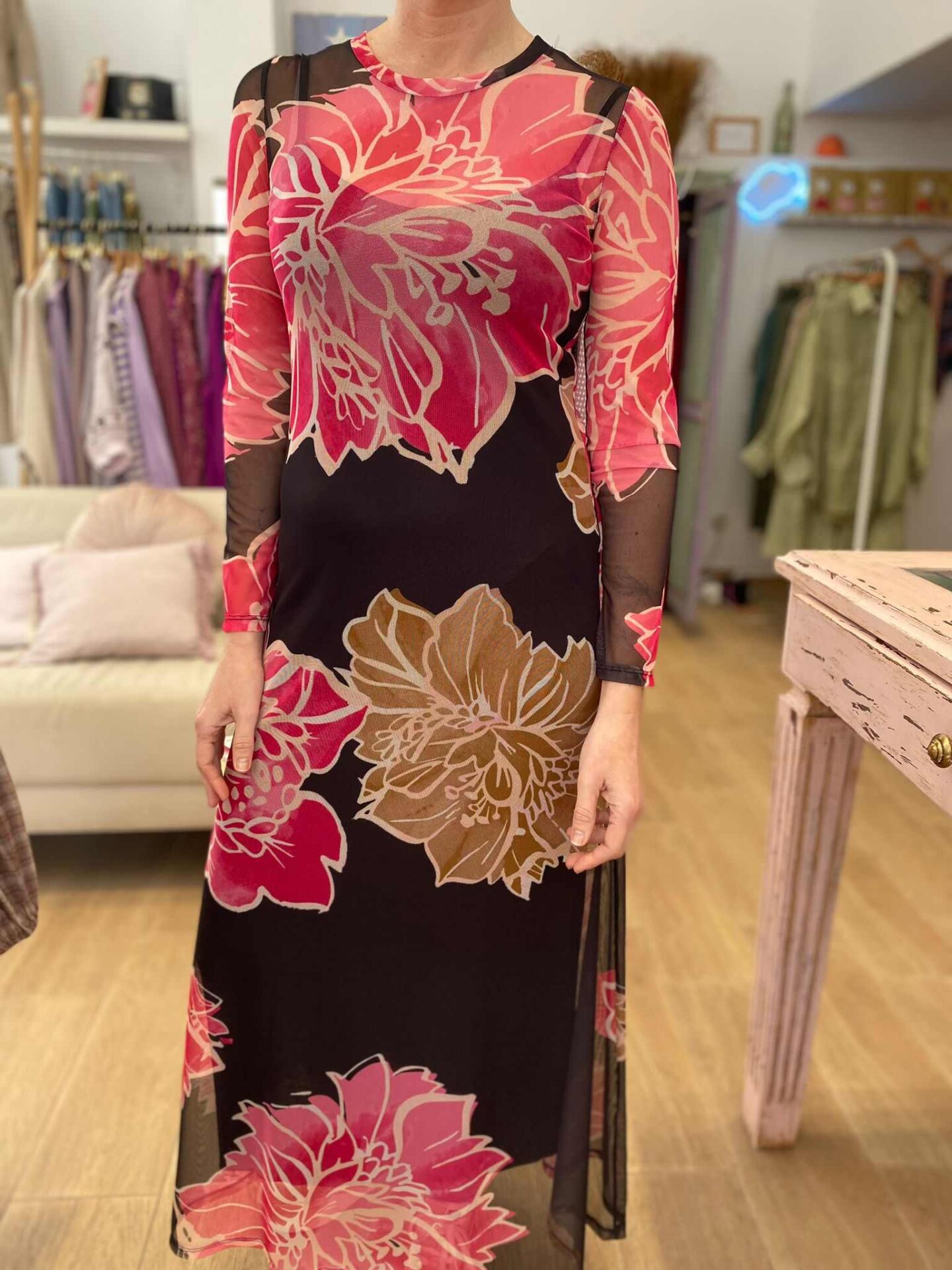 VESTIDO TUL FLORES GRANDES - Imagen 2