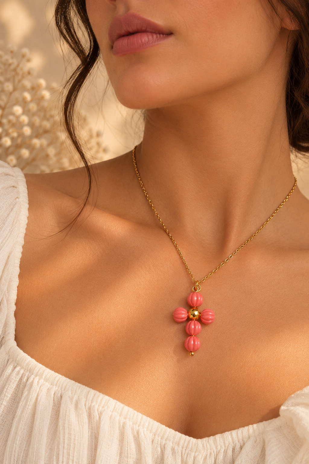 Charms Cruz Bolas Talladas Coral - Imagen 2