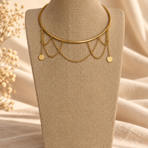 Collar Choker Pompa Dorada