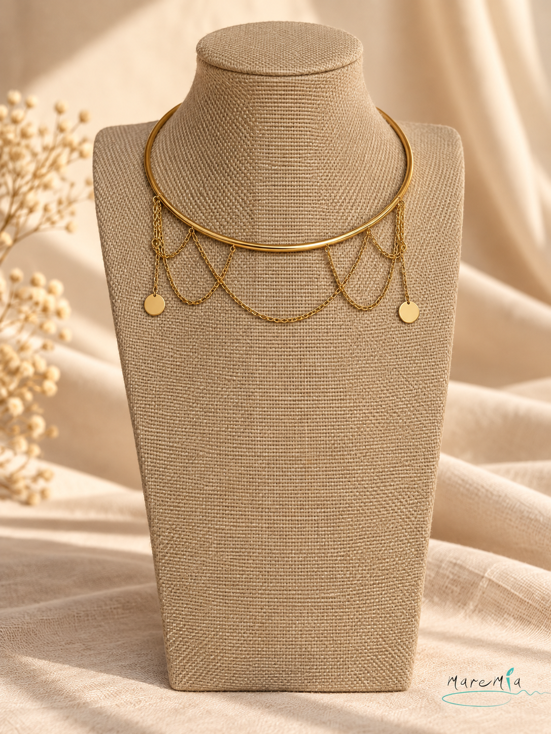 Collar Choker Pompa Dorada
