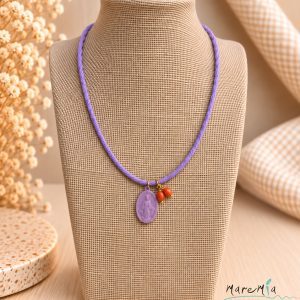 Collar Medalla Milagrosa Lila