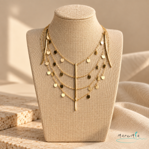 Collar Choker Redes Y Chapitas Dorado