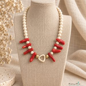 Collar ramas coral rojo