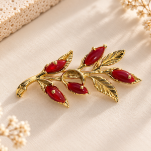Broche 7 Hojas Rojo