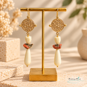 Pendiente Lotus Beige