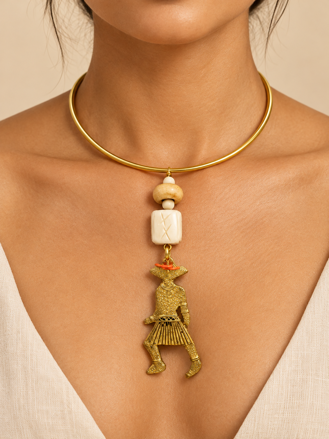 Collar Choker Guerrero Dorado - Imagen 2